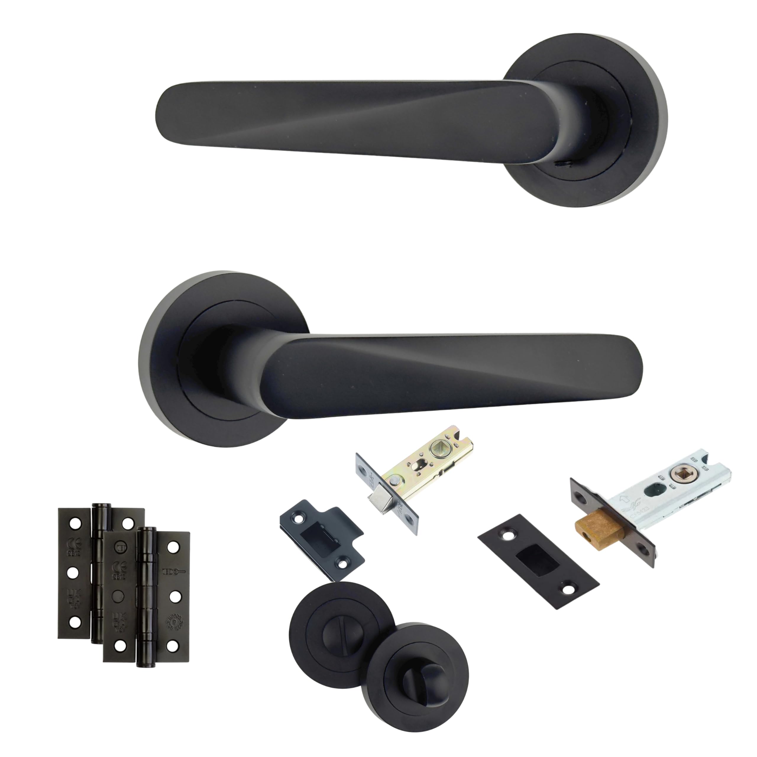 AXS Hardware Axs Detroit Door Handles On RoseDoor PackBathroom DoorBlack from B&Q
