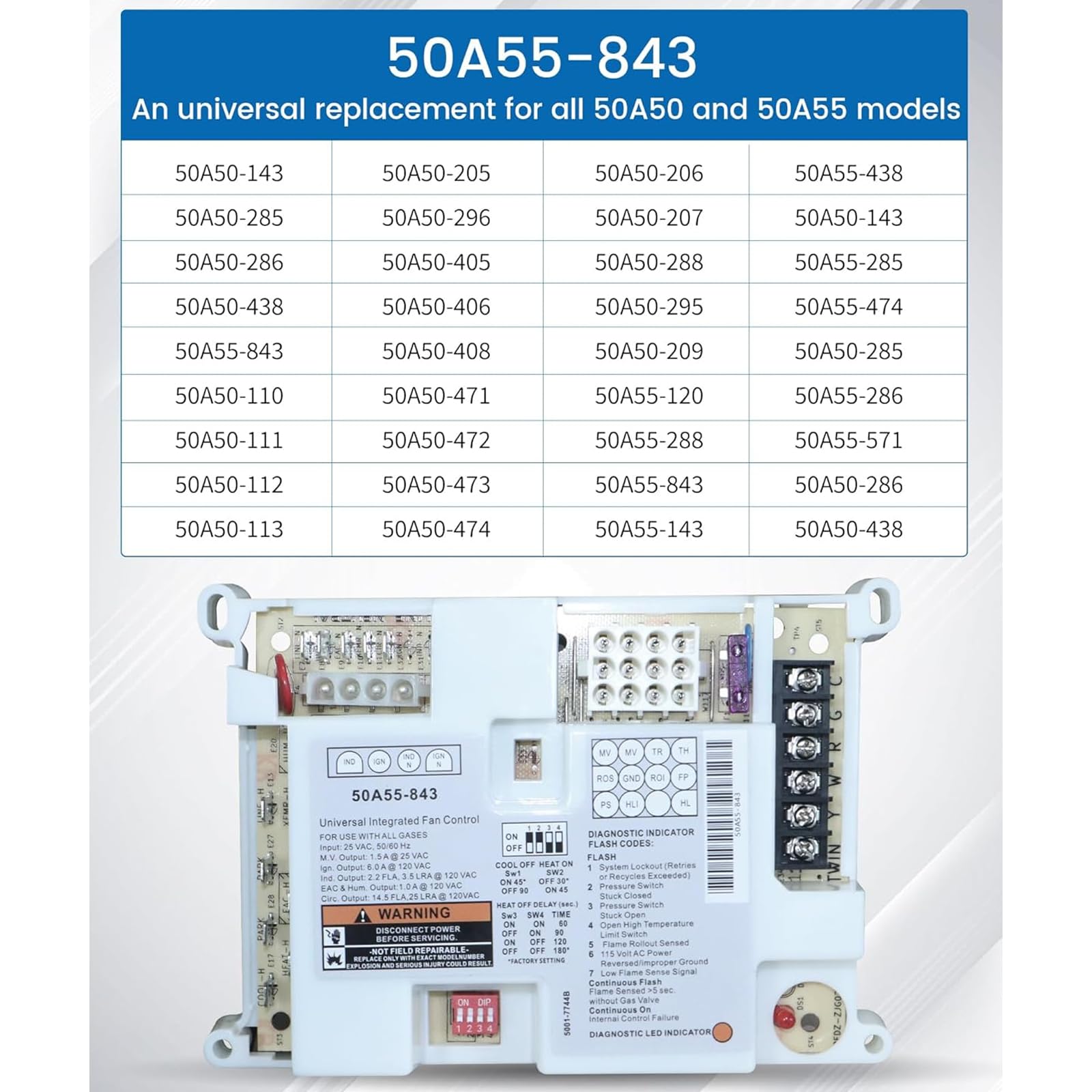 Scheda di controllo stufa 50A55-843 con accensione rapida