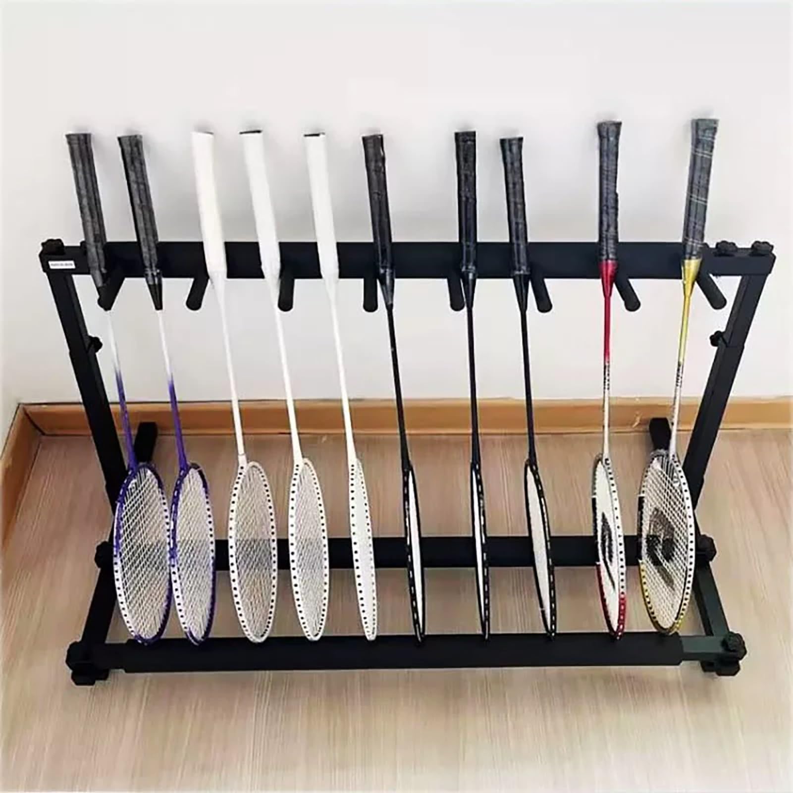 Rastrelliera per racchette da tennis, autoportante, per tennis, badminton, violini e chitarre, ideale per stadio, campo e uso domestico, contiene fino a 10 articoli