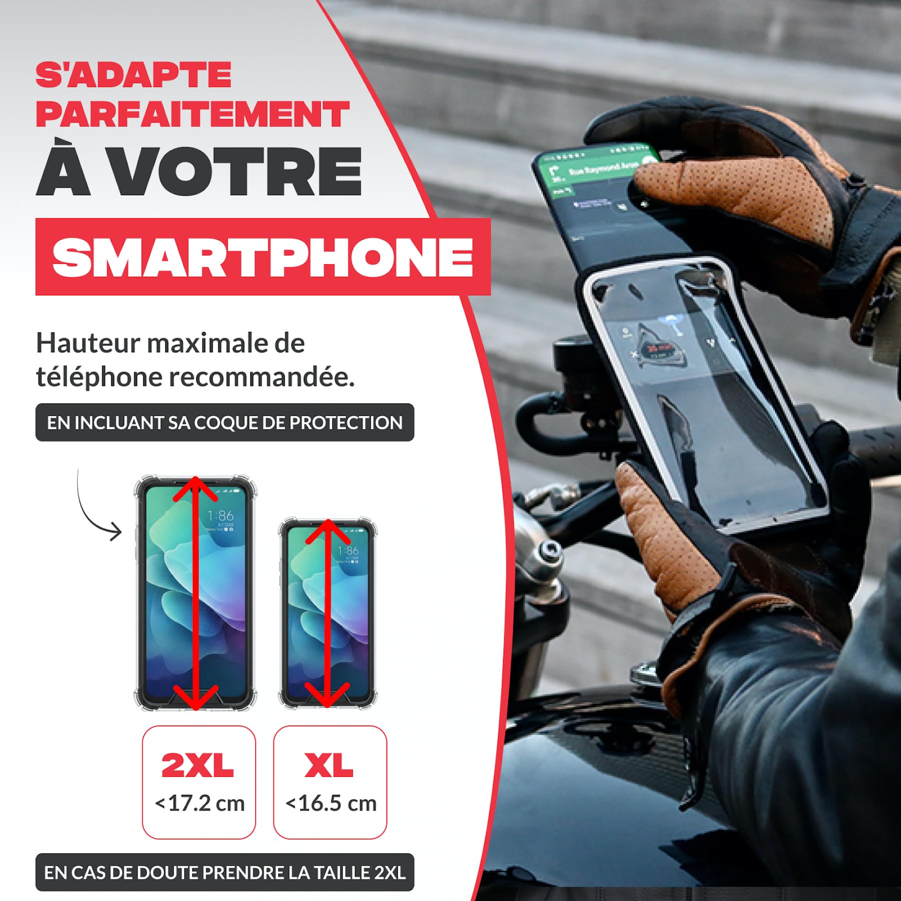 Shapeheart Support Téléphone Rétroviseur Moto Magnétique - Pochette Étanche Tactile XL - Fixation Vissée Rétroviseur Moto, Scooter - Housse Smartphone Imperméable - Système Stable Amovible