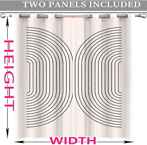 Miniatura 4 de Arte abstracto de pared inspirado en el diseño moderno de mediados de siglo, cortinas opacas contemporáneas de eclipse, 2 paneles de cortinas para