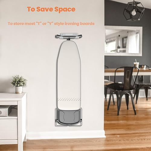 Miniatura 3 de Soporte para tabla de planchar, soporte para tabla de planchar, organizador de pared para cuartos de lavado, estante de almacenamiento que ahorra