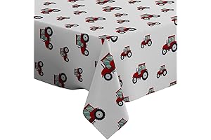 Washable and Reusable Tractor Printed Tablecloth with 60 x 84 inch Size