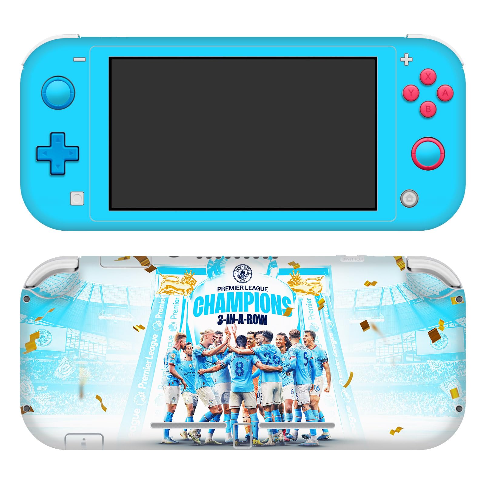 Head Case Designs Officially Licensed Manchester City Man City FC Team Poster 2023 Champions Vinyl Sticker Gaming Skin Decal Cover Compatible With Nintendo Switch Lite