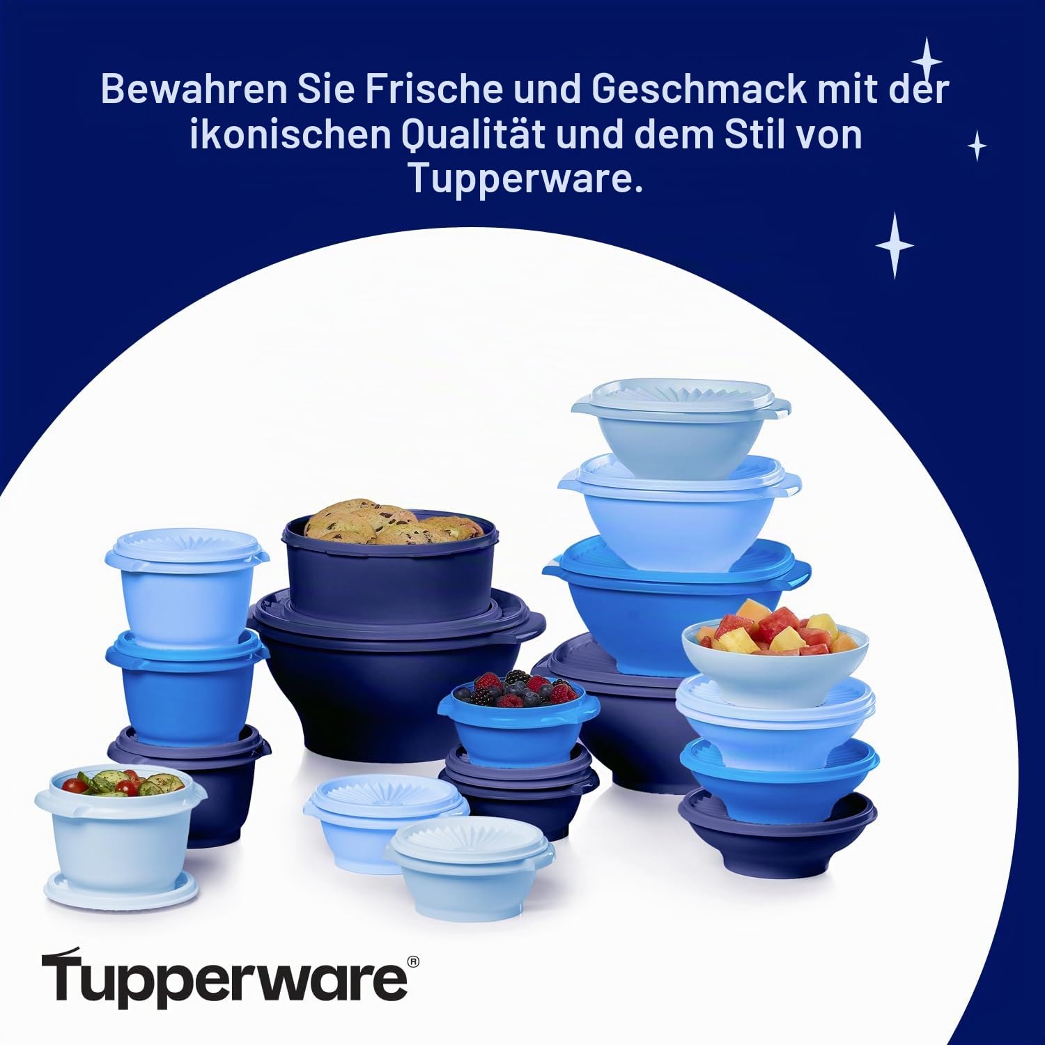 Tupperware Heritage Collection, neues 36-teiliges Lebensmittelbehälter-Set in Vintage-Blau, spülmaschinenfest und BPA-frei (18 Behälter, 18 Deckel) Küche, Haushalt & Wohnen