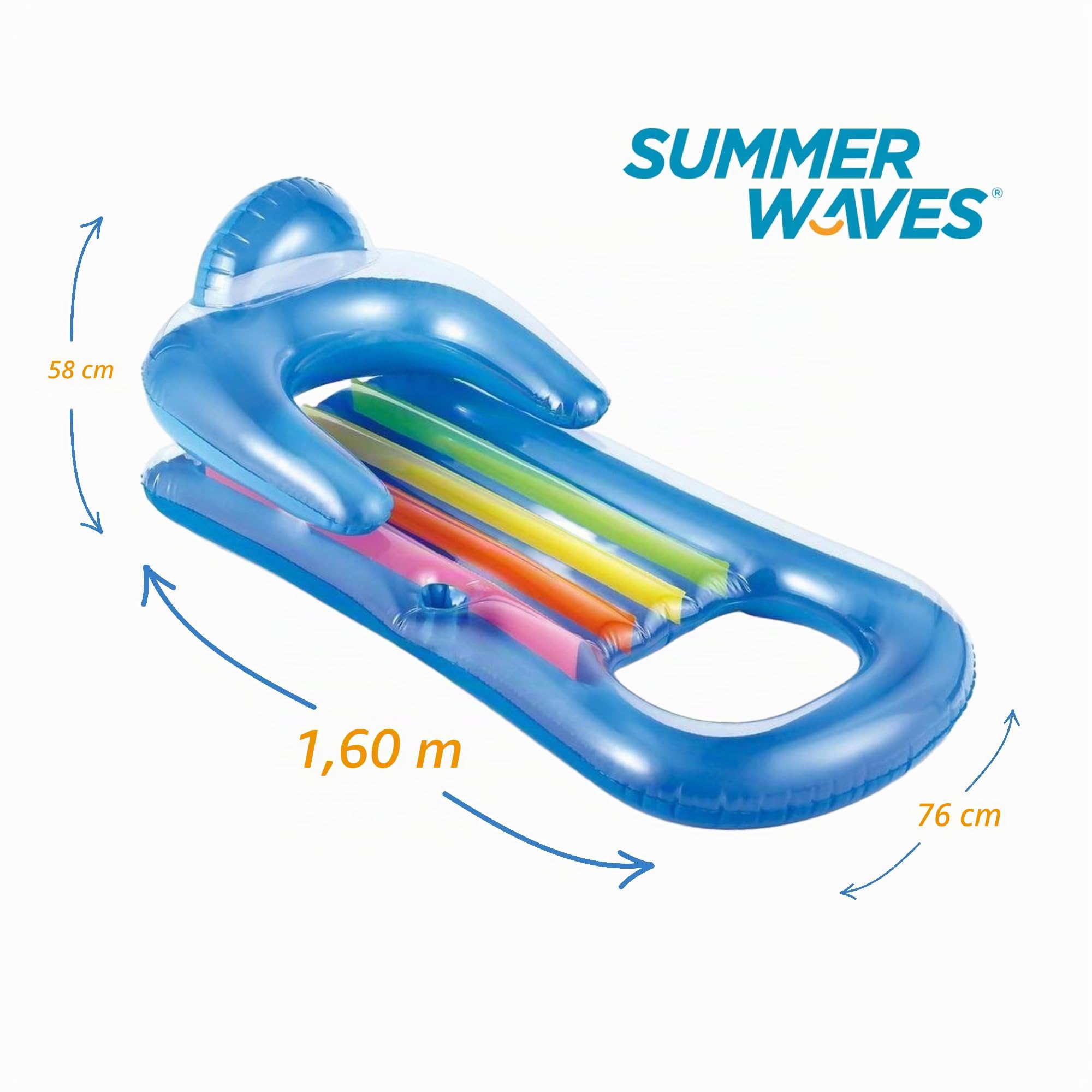Summer Waves Colchoneta para Piscina, Colchoneta para Adultos Hinchable, Flotador para Adultos, Hamaca de Agua, Colchoneta Playa Sillon Acuático