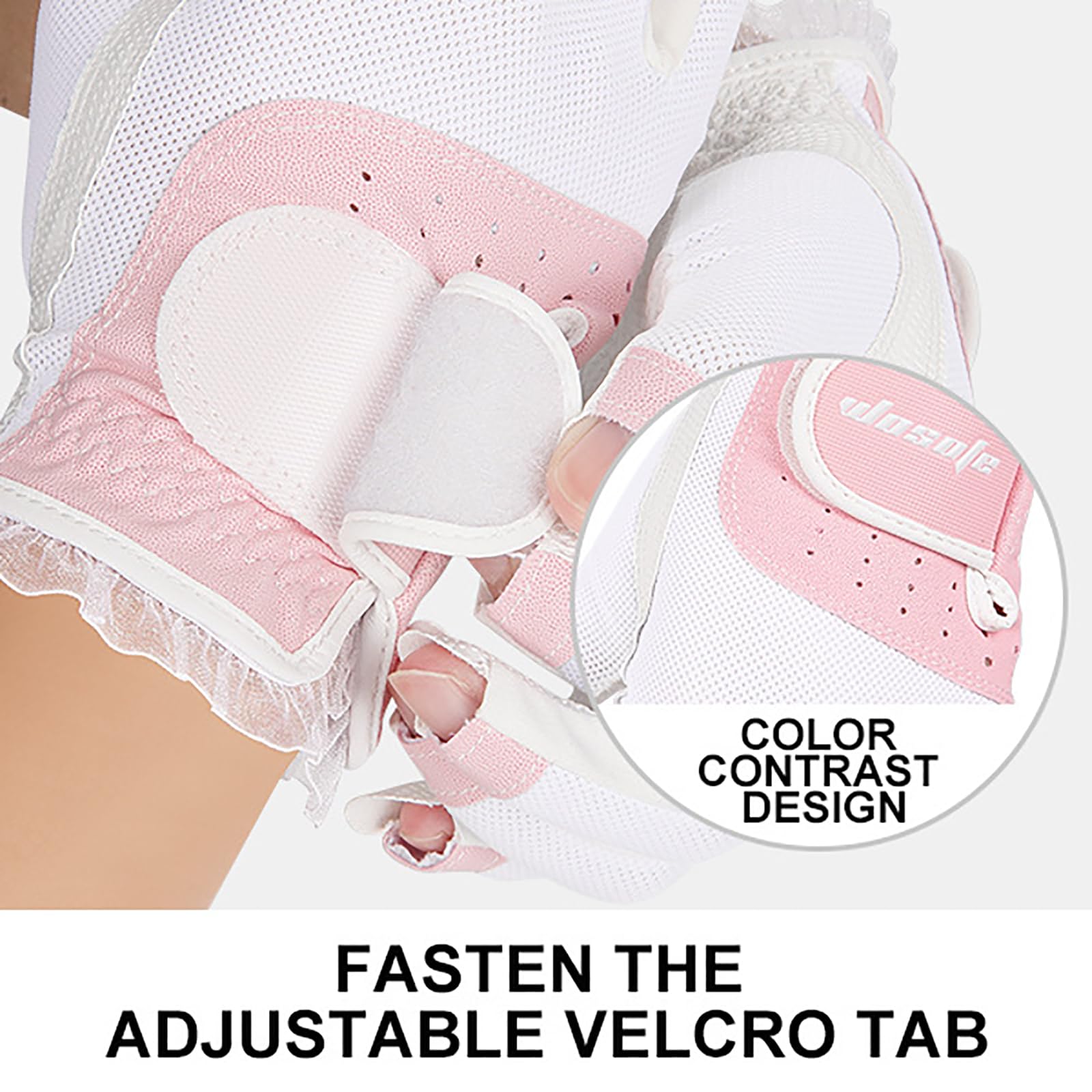 1 Paar Damen Golfhandschuhe, Fingerlose, Atmungsaktive Golfhandschuhe, Sonnenschutz Touchscreen Fäustlinge, Sporthandschuhe für die Linke und Rechte Hand,Pink,S(Length18cm)
