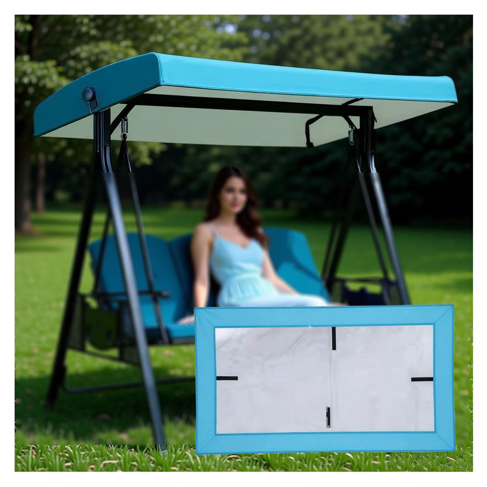 210D Coated Oxford Fabric Outdoor Swing Canopy Replacement 75 X 47 X 7.8 in Waterproof, UV-resistant Hammock Swing Cover for Lawn Garden,RoyalBlue