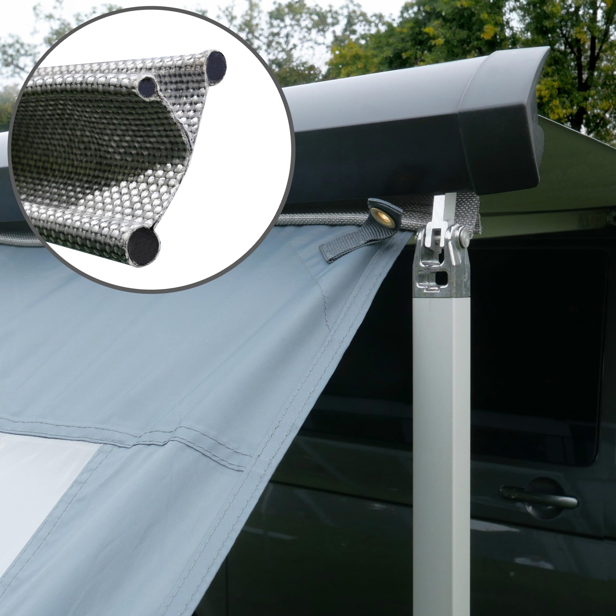 YOUR GEAR Vorderwand für Markise 3,7 m x 2 m Wasserdicht PVC UV Schutz Winddicht Sonnenschutz Sichtschutz Campingbus Wohnmobil - Vorderwand für Markise schützt vor Sonne, Wind und Regen