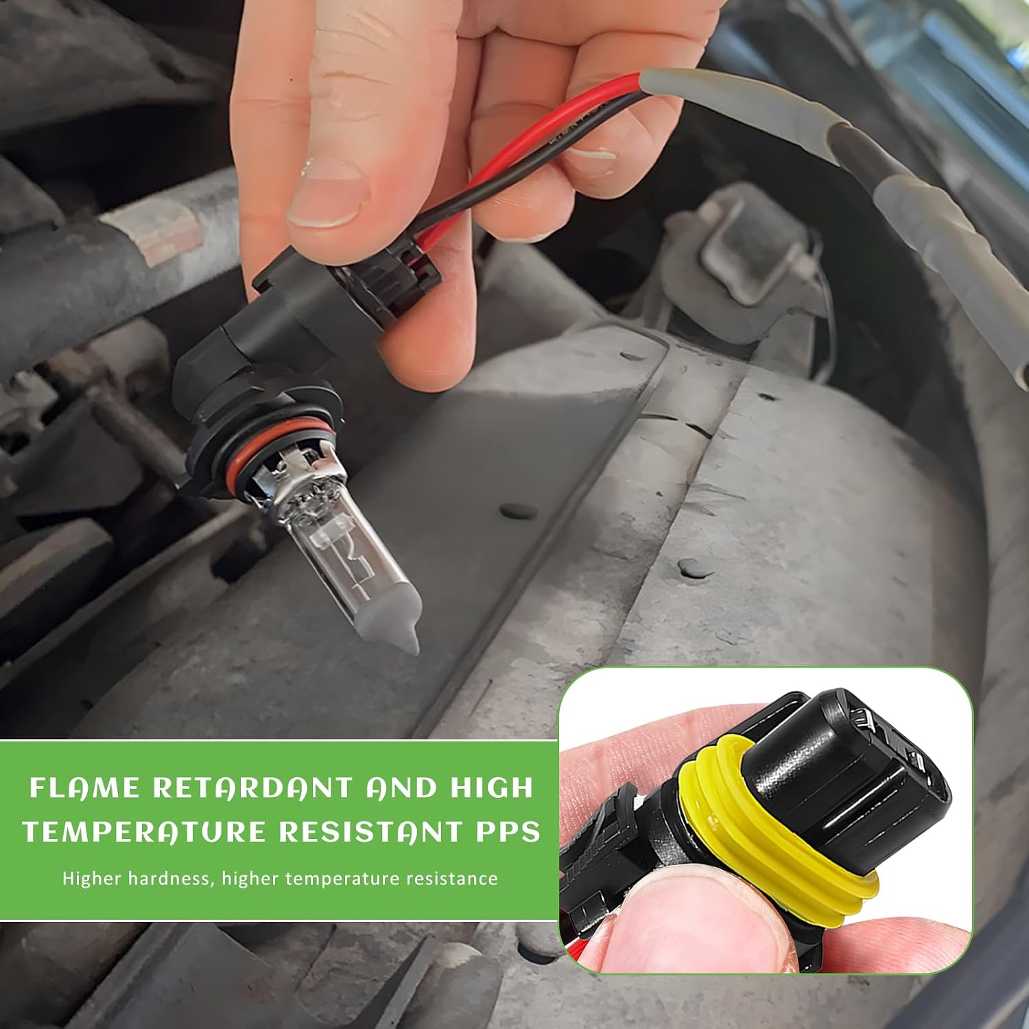 2 PCS Wiring Harness Headlight Plug, 9005 9006 9012 HB3 HB4 Female Adapters Wiring Harness Sockets, Female Wire Connector Pigtail Socket Replacement for Headlights Fog Lights