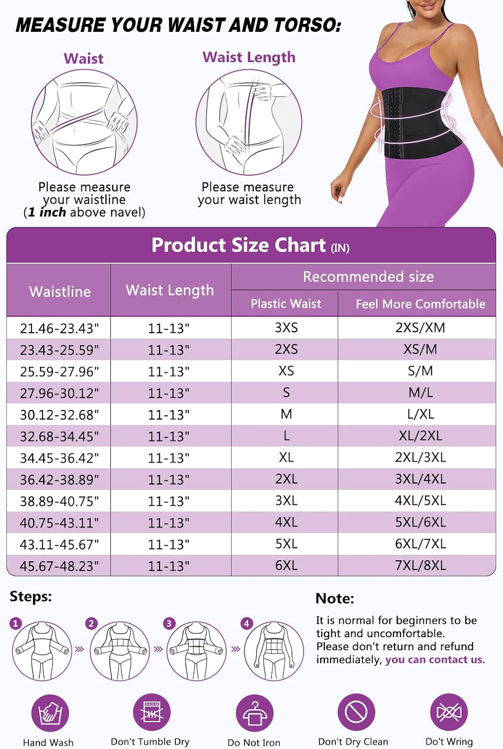 Miniatura 7 de Entrenador de cintura para mujer, 3 correas, control de abdomen, faja de sudor, entrenamiento, banda delgada para el vientre para pérdida de peso,