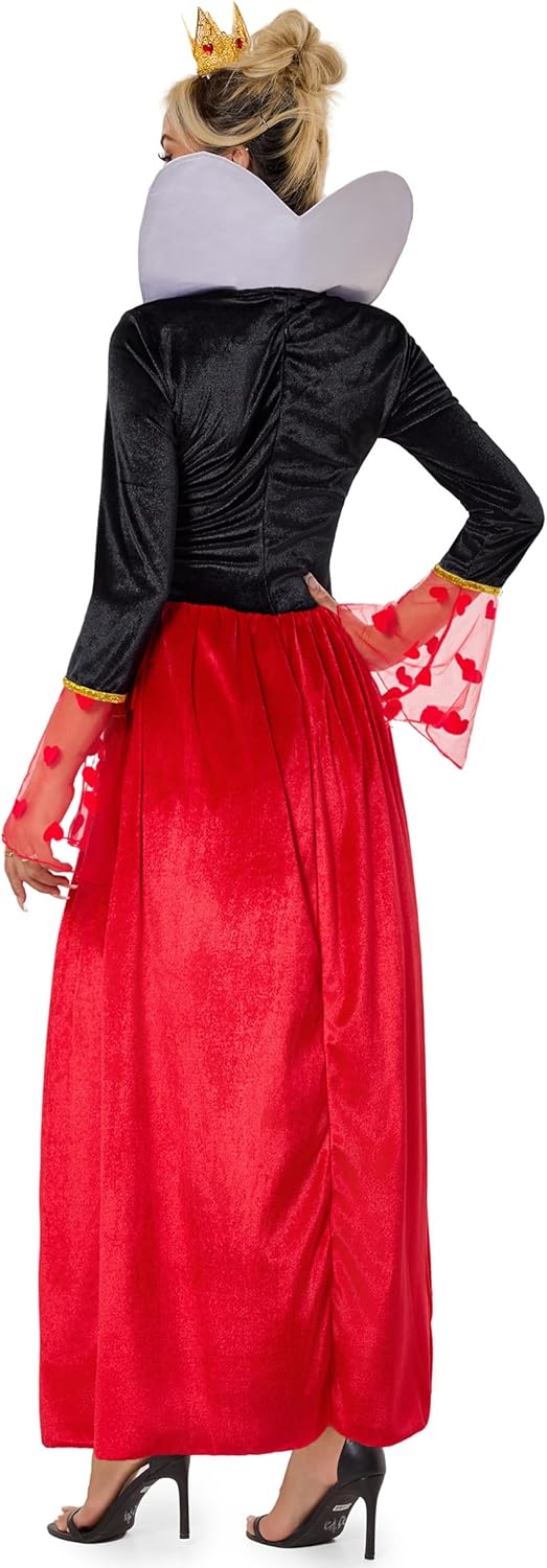 Funna Queen of Hearts Costume Women Dress Black and Red Halloween - Image 3