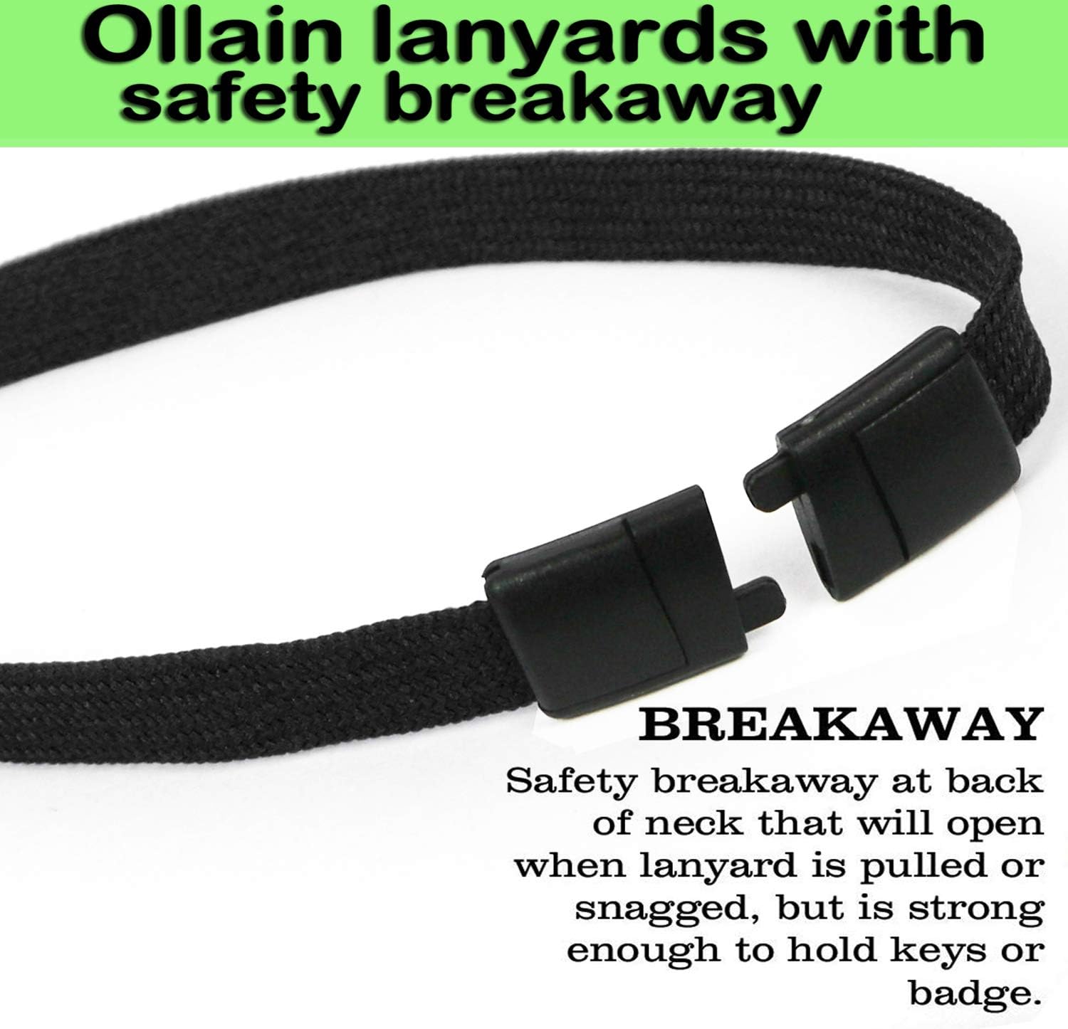Ollain 25 Pack Breakaway Lanyard with J-Hook Bulk Flat Lanyards for Name tag ID Badges - Image 4