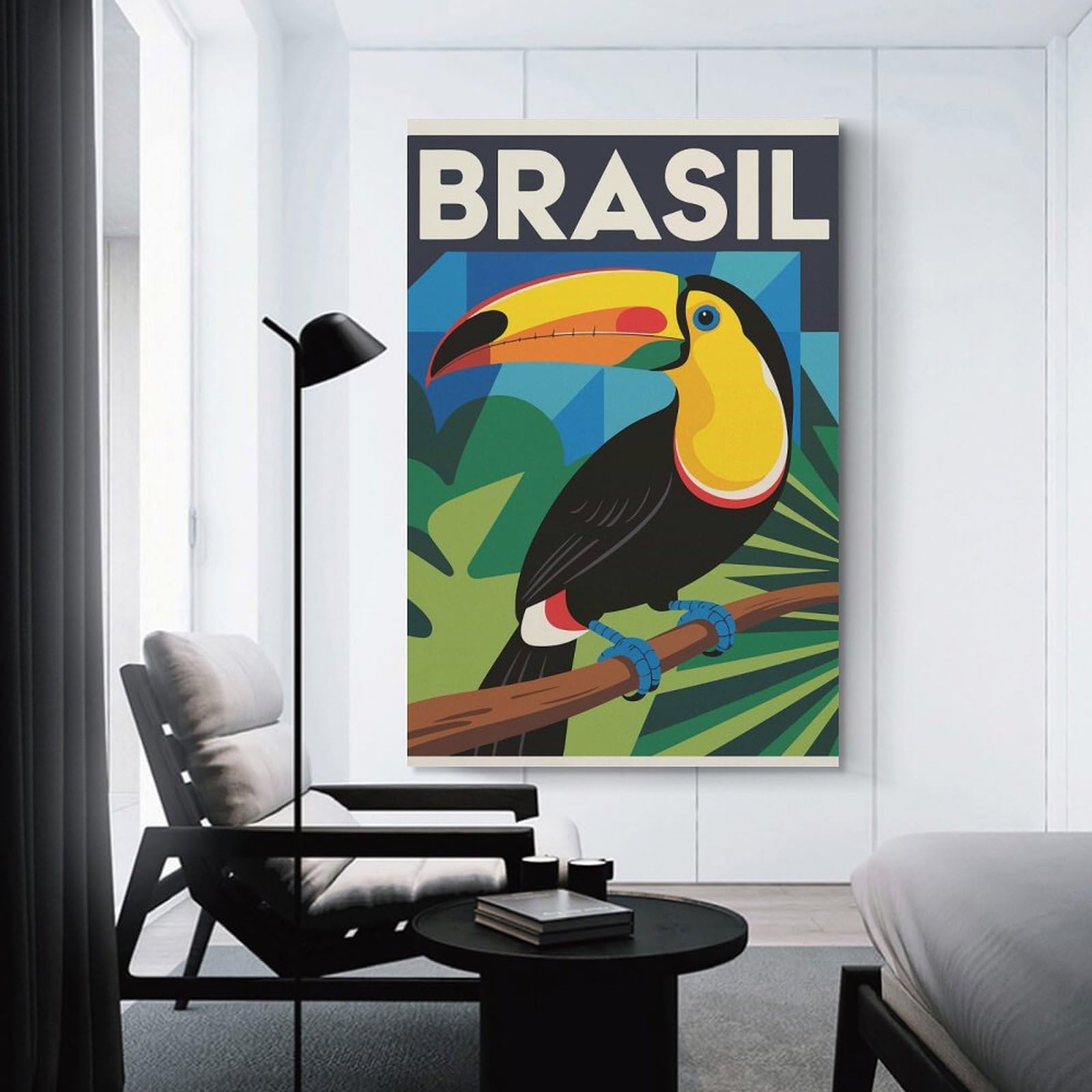 Junmoney Brazil Toucan Travel Canvas Wall Art, 24x36inch(60x90cm), for Entrance Walls, Hall Decor Or Foyers, Wall Decor to Refresh Empty Corners