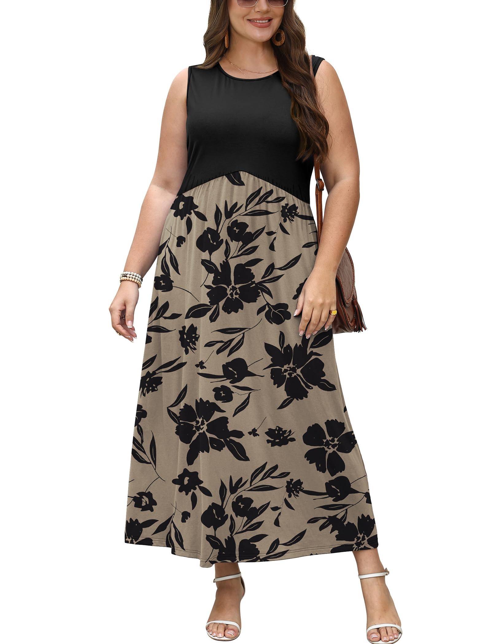 WIHOLL Summer Dresses Babydoll Maxi Dress Empire Waist Beach Vacation Sundresses 2026 with Pockets - 5