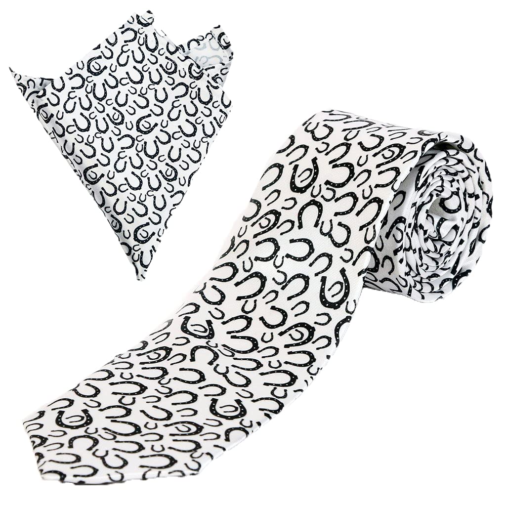 blacksmith Men's Horseshoe Tie and Pocket Square Set (Black)-picture-14