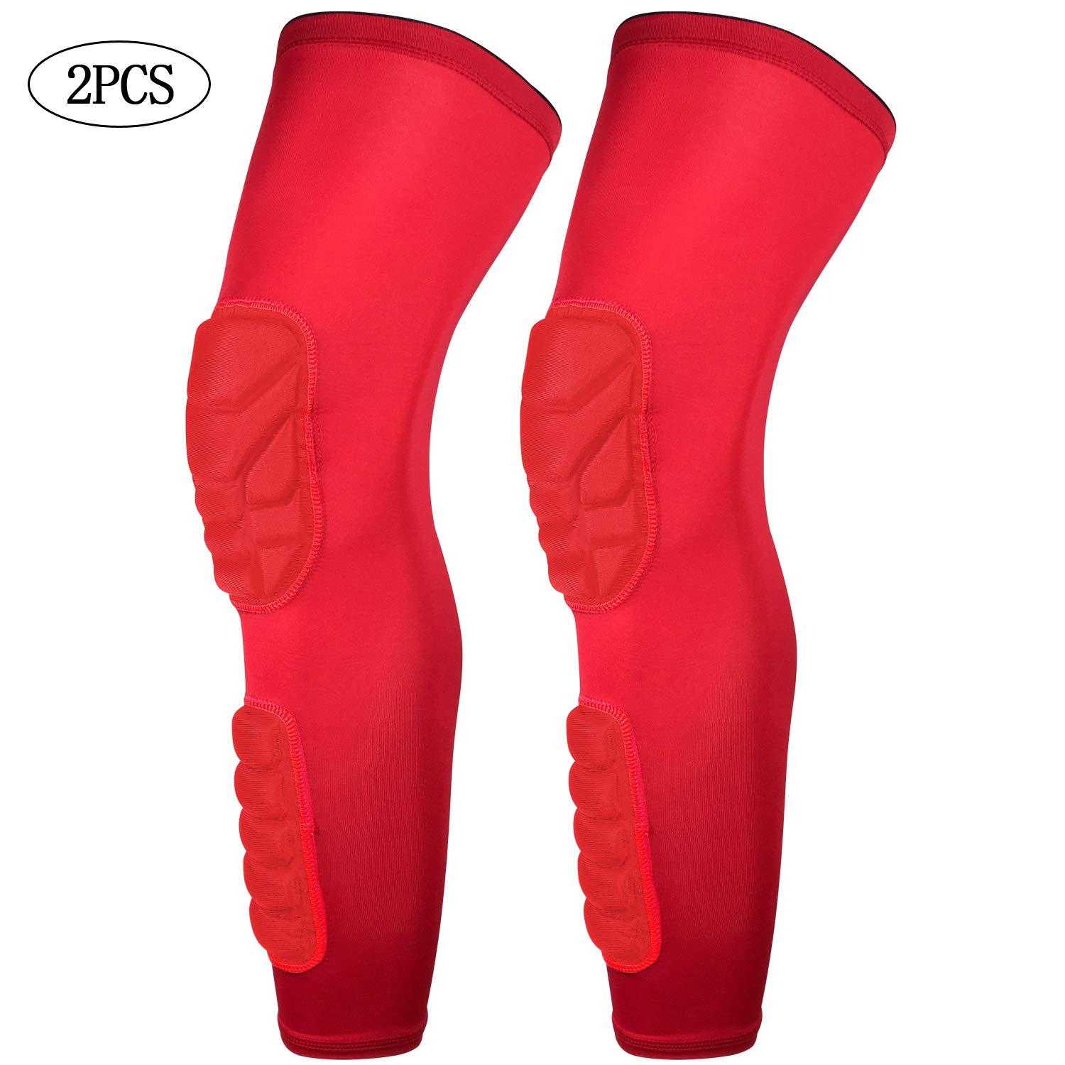 HOPEFORTH Knee Calf Padded 2 Pack Compression Leg Sleeve Thigh Sports Protective Gear Shin Brace Support for Football Basketball Volleyball Soccer Baseball Tennis Youth Kids Adult