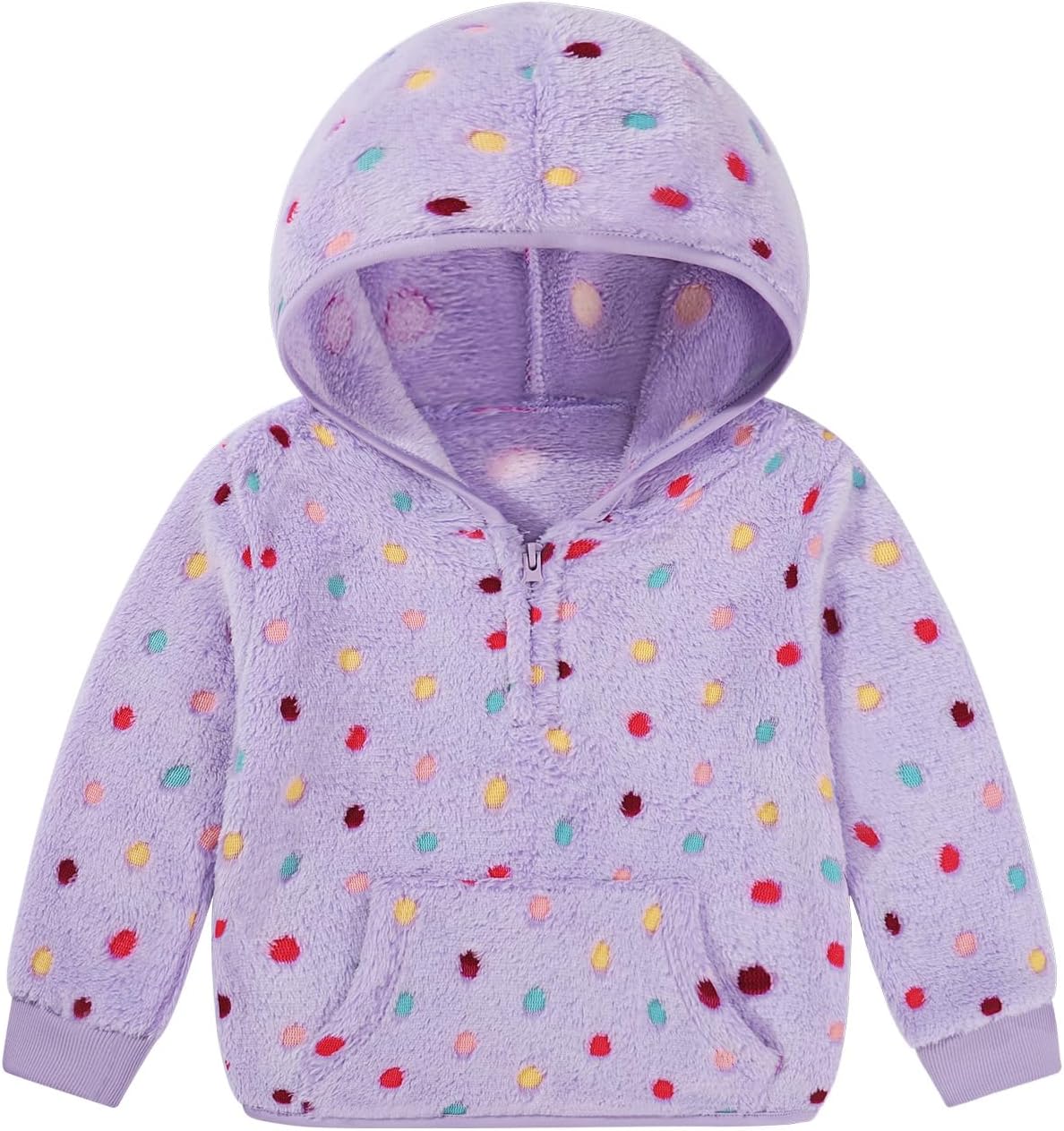 Toddler Girls Fleece Hoodie Jacket Cozy 1/3 Zip Up Fall Spring Sweatshirt with Pocket Fuzzy Cute Print Top for 2-6T