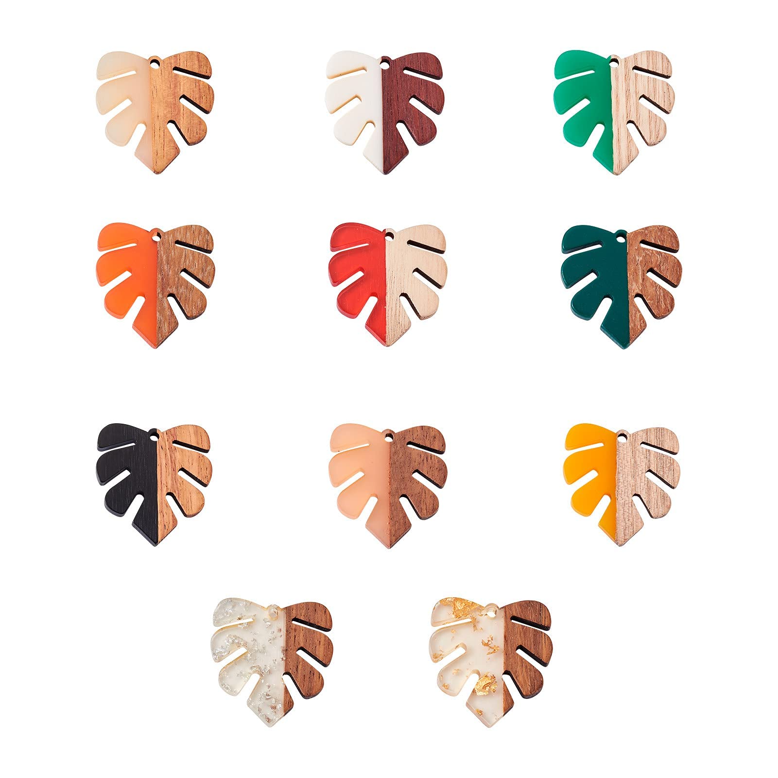 Beadthoven 22pcs Natural Wood Resin Charms