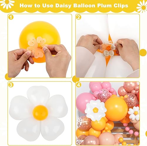 Miniatura 4 de Kit de guirnalda de arco de globos de margarita, 168 unidades, para el Día de la Madre, color rosa, naranja, amarillo, confeti, confeti, flores,