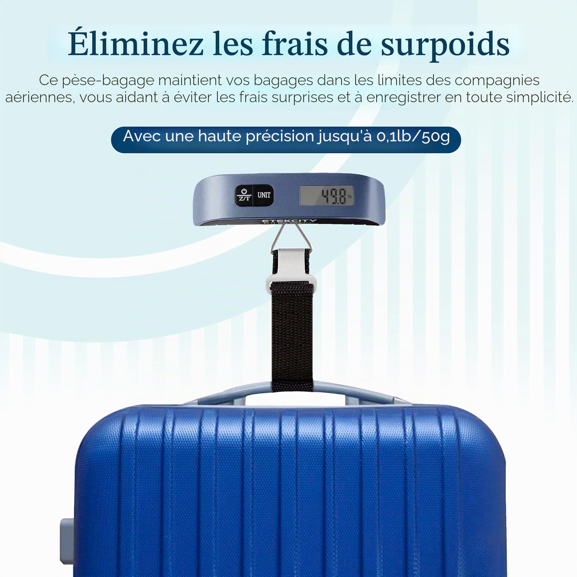 Etekcity Balance pour bagages, essentiels de voyage, bleu vif, 1 Count (Pack of 1), 1 paquet