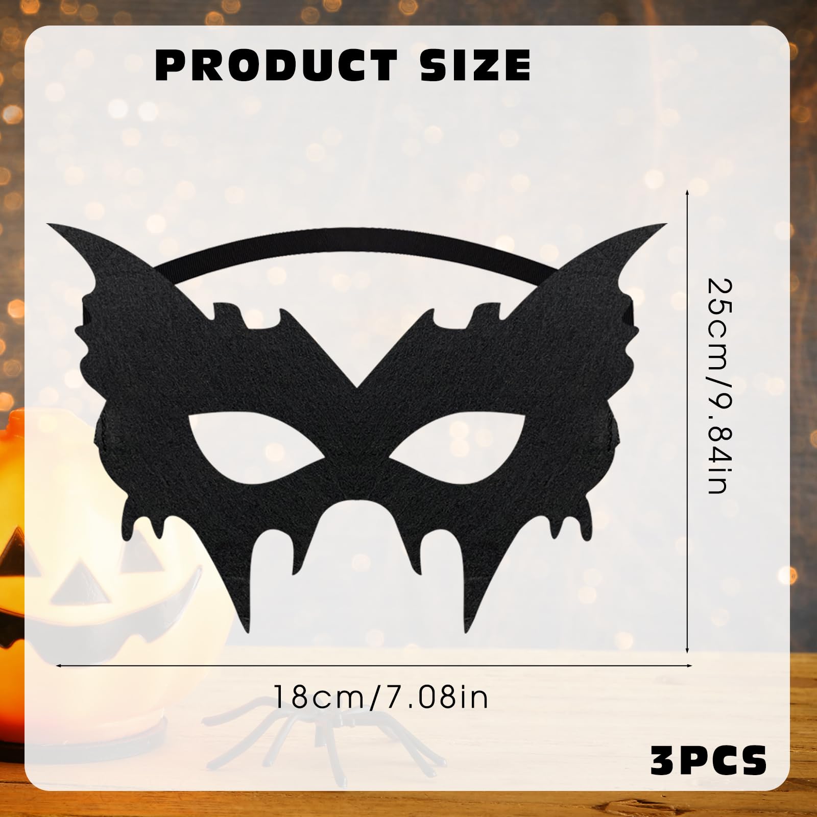 SAIIURV 3 Pcs Halloween Bat Eye Mask Masquerade Batgirl Batboy Costume Mask Black Eye Mask - Image 2