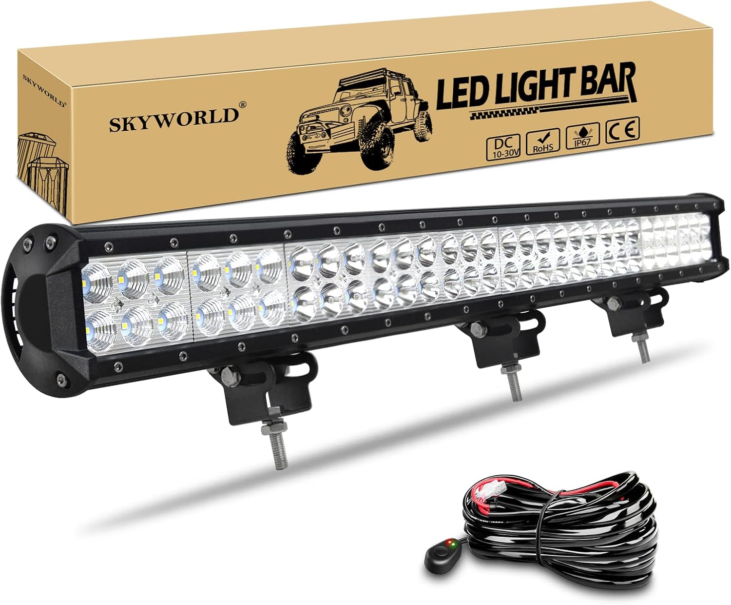 SKYWORLD LED Light Bar, 28 inch 180W Spot Flood Combo Beam Led Bar Off