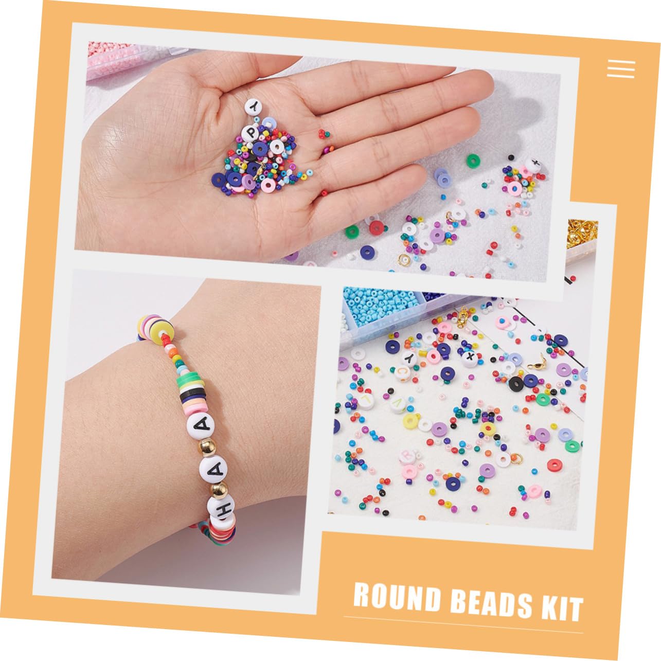 LIFKOME 1 Ensemble Set de Perles Rondes Colorées Kit DIY pour Fabrication de Bracelets et Bijoux Compartiments avec Perles Lettres et Accessoires Bricolage