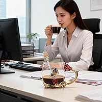 Vista 6 de Regalos navideños para mujeres, mamá, regalos perfectos para Navidad, Día de San Valentín, taza de café esmaltada de vidrio, regalos de cumpleaños