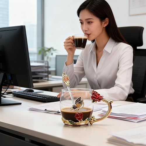 Miniatura 6 de Regalos navideños para mujeres, mamá, regalos perfectos para Navidad, Día de San Valentín, taza de café esmaltada de vidrio, regalos de cumpleaños