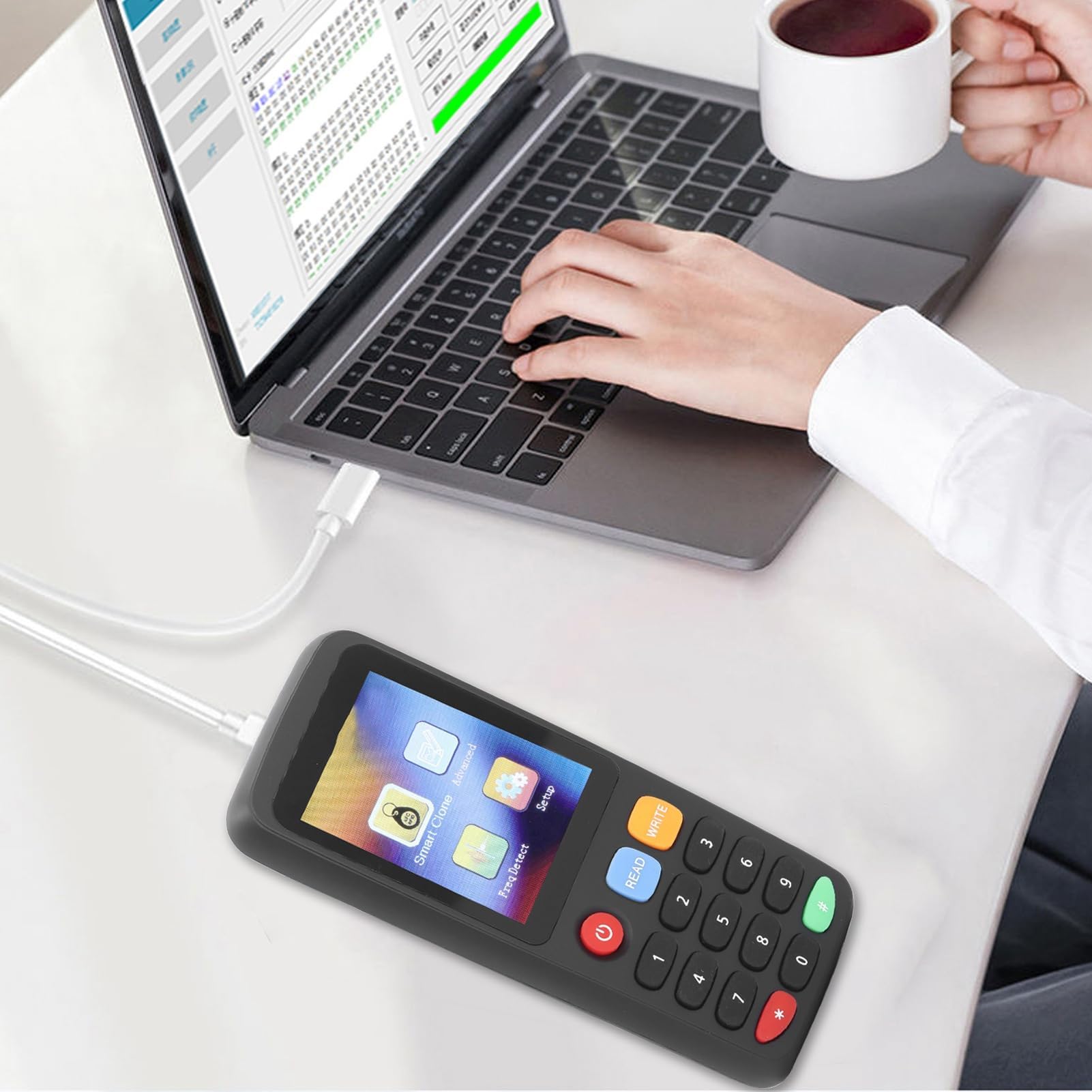 Copieur de Carte USB, Lecteur RFID Portable à Fréquence Complète Duplicateur de Copieur de Carte RFID avec 5 Cartes T5577