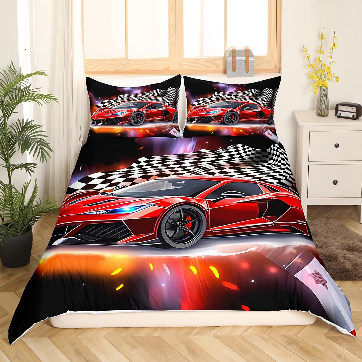 Amazon.com: Feelyou Speed Sports Car Duvet Cover Set Twin Size