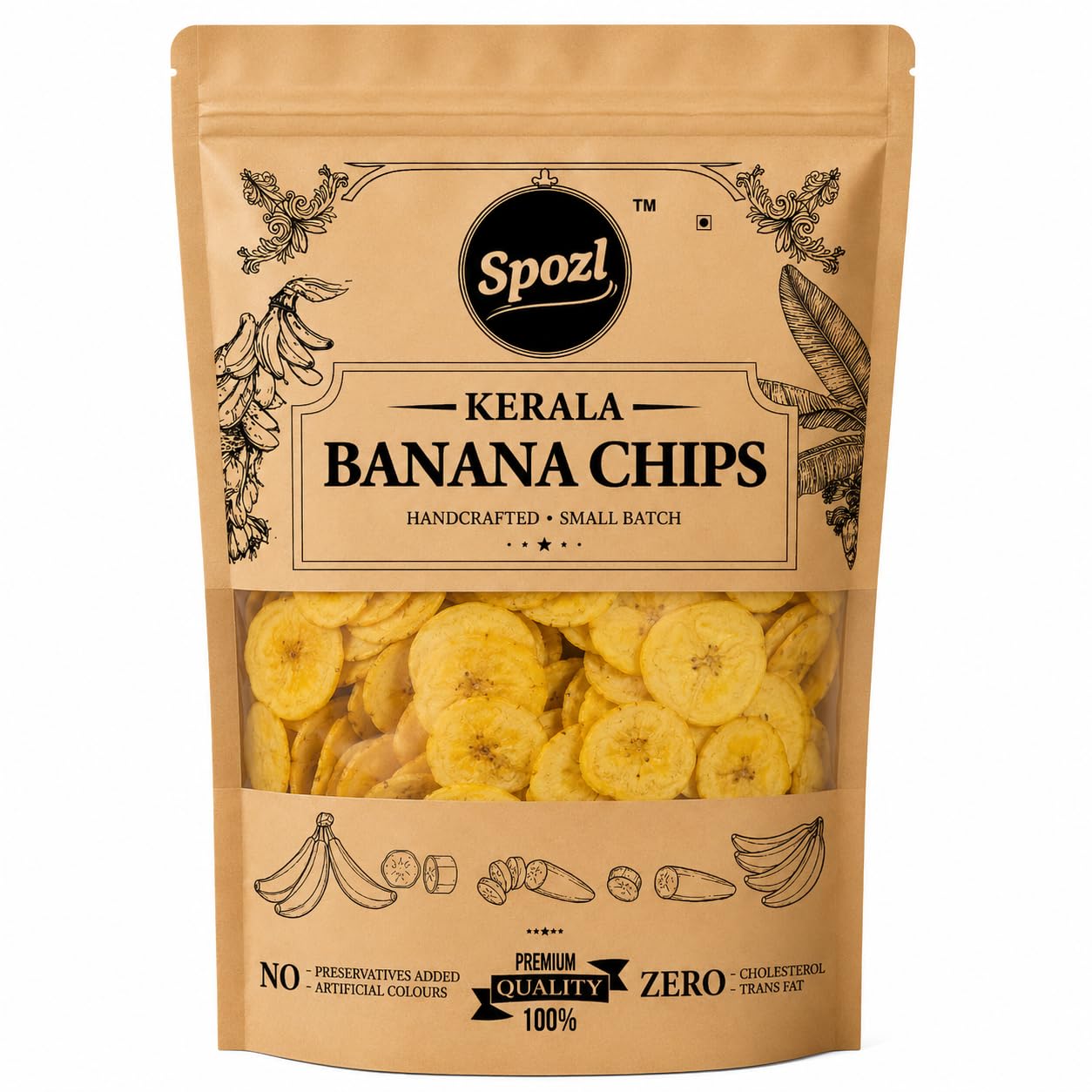 Spozl Kerala Banana Chips | Handcrafted Small Batch | Cooked in 100% Pure Coconut Oil | No Preservatives | Healthy Snack | 300g-image-25