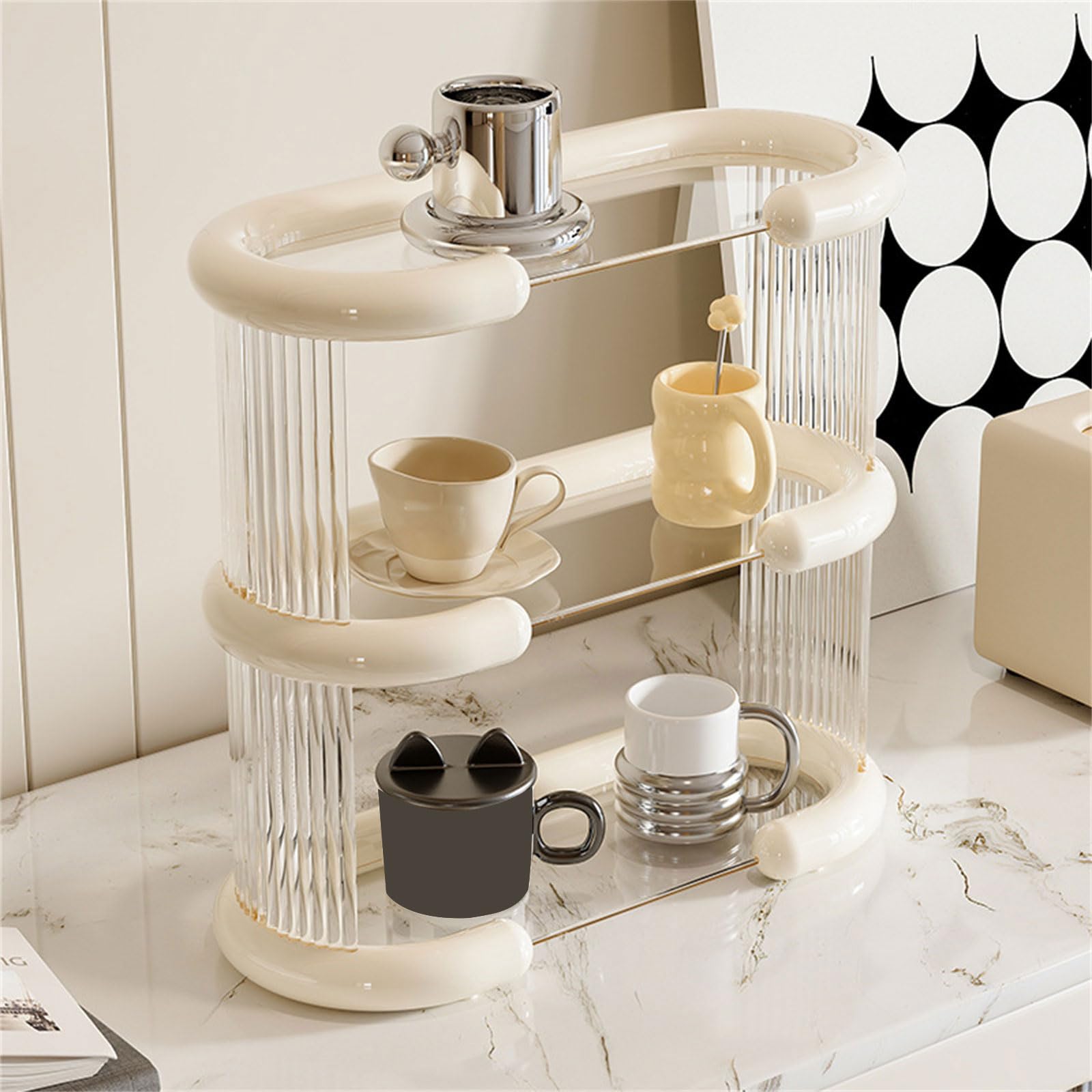 Praktischer und stilvoller Getränkehalter Elegantes Tassenregal aus Kunststoff für die Schreibtischorganisation Büro, Arbeitszimmer und Badezimmerregal Küchenbereich