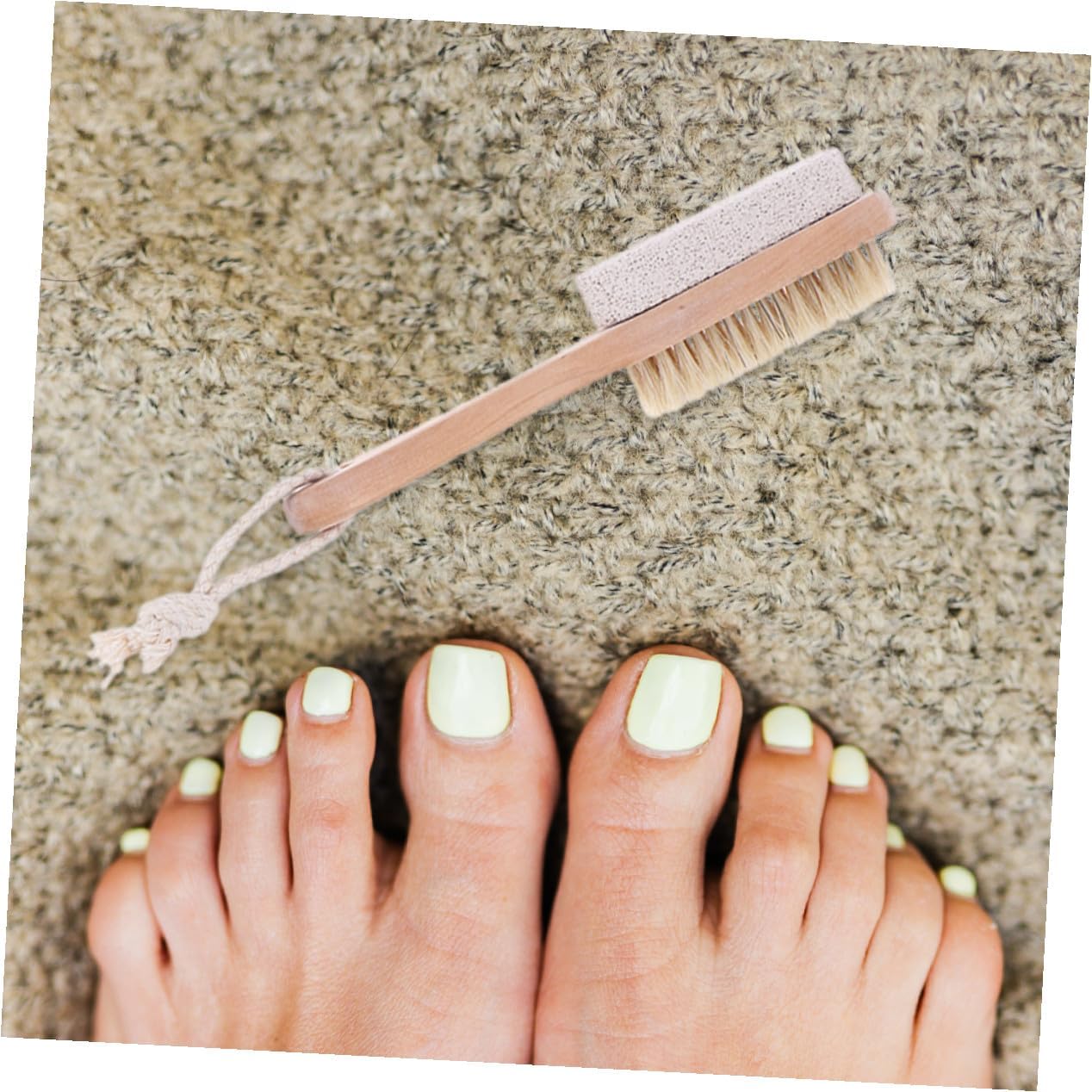 GALPADA 3pcs Double-Sided Foot Grinder with Pumice Stone and Bristles for Men and Women Hard Skin Remover and Exfoliating Foot Scrubber Brush with Ergonomic Wooden Handle for Callus