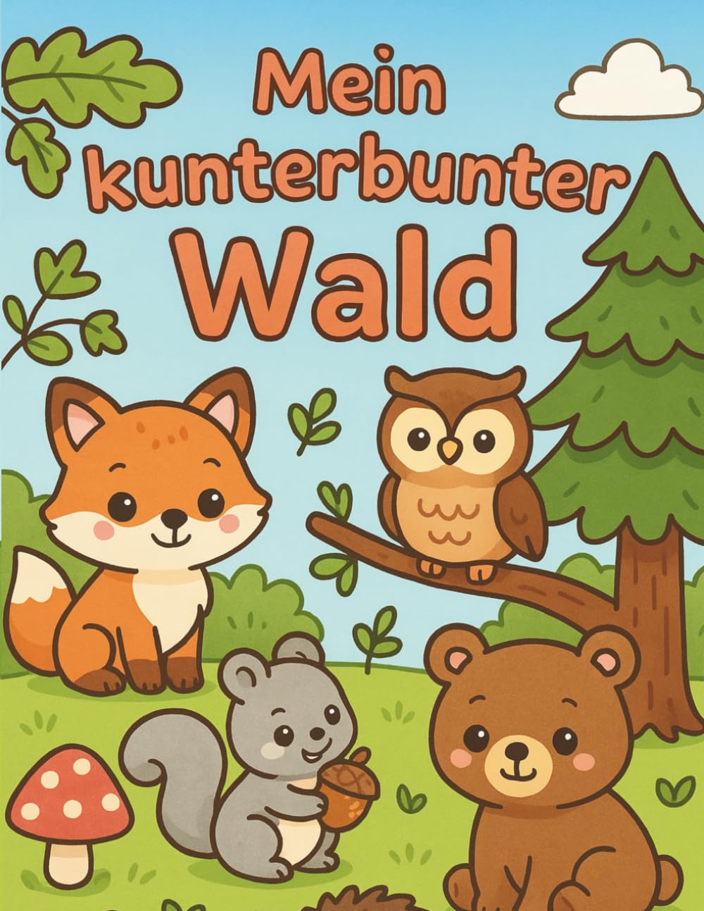 Mein kunterbunter Wald | Kawaii Waldtiere Malbuch für Kinder – Eule, Fuchs & Freunde | Waldzauber zum Ausmalen – Einfach & kindgerecht | fördert Kreativität und Motorik