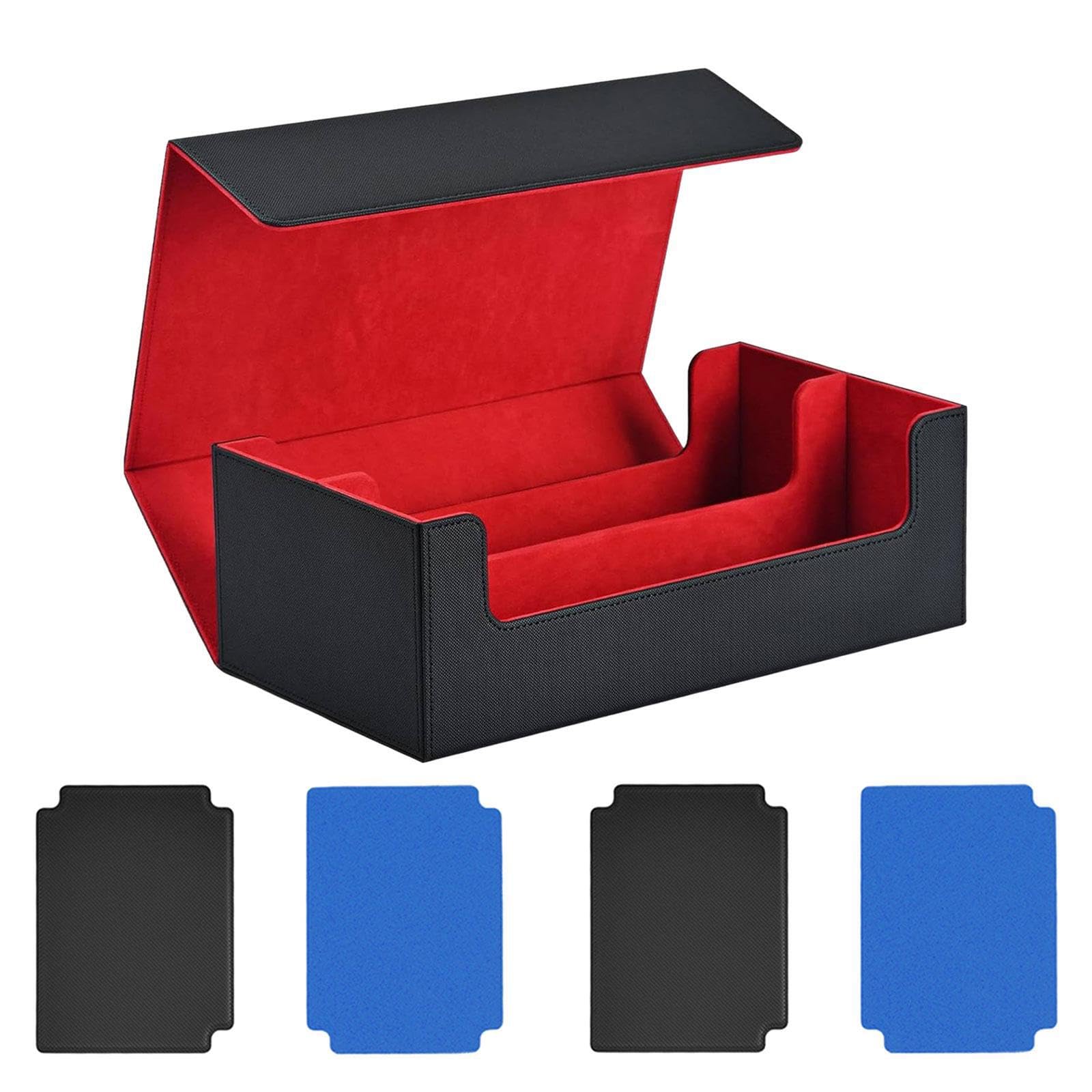 Kixzsaz Blue Divider Red Card Deck Case Sports Cards Organizer Storage Suitable Placing Various Sport Game Cards Trading Card Deck Box Holds Up 1200 Gaming Kids Children, 16.5X29x10.4cm