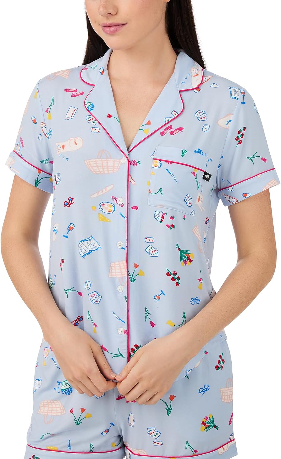 kate spade new york Short Sleeve Knit Shorty Pj Set