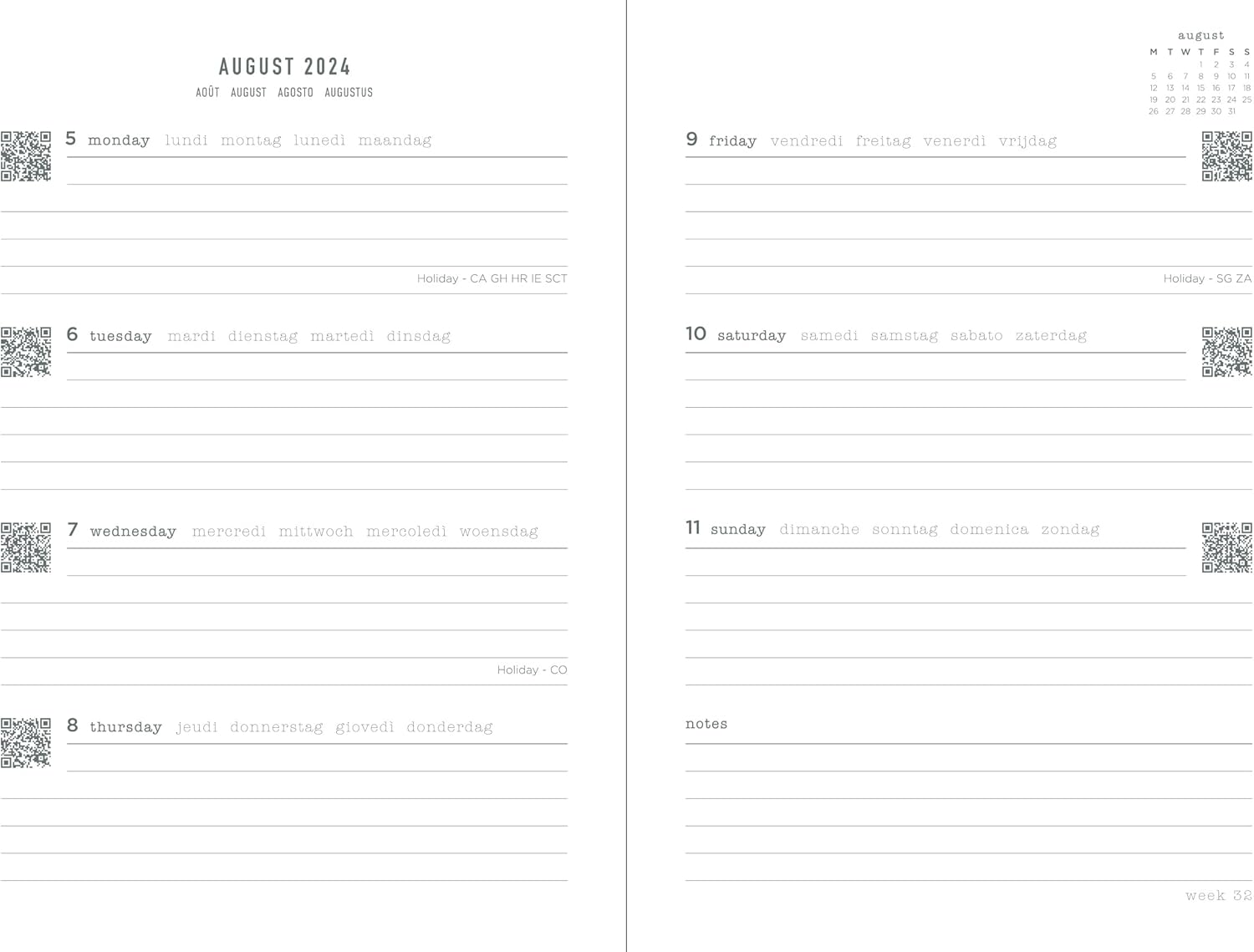 Letts of London Raw A6 week to view 2024/2025 academic diary - teal