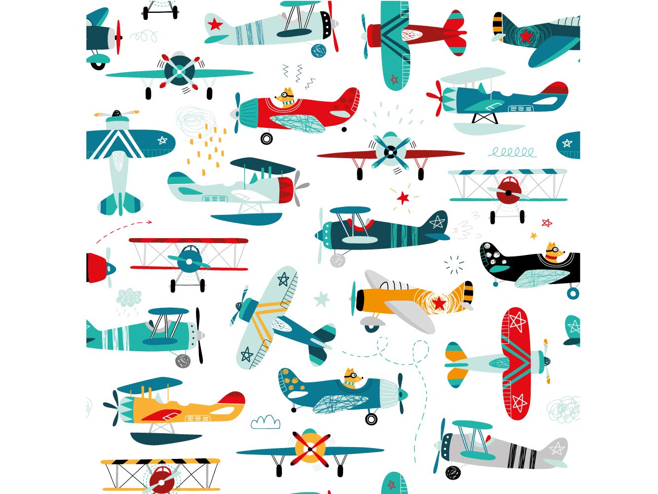 Oedim Cabecero Cama Infantil PVC Impresión Digital Aviones | 100 x 100 cm | Disponible en Varias Medidas | Cabecero Ligero, Elegante, Resistente y Económico