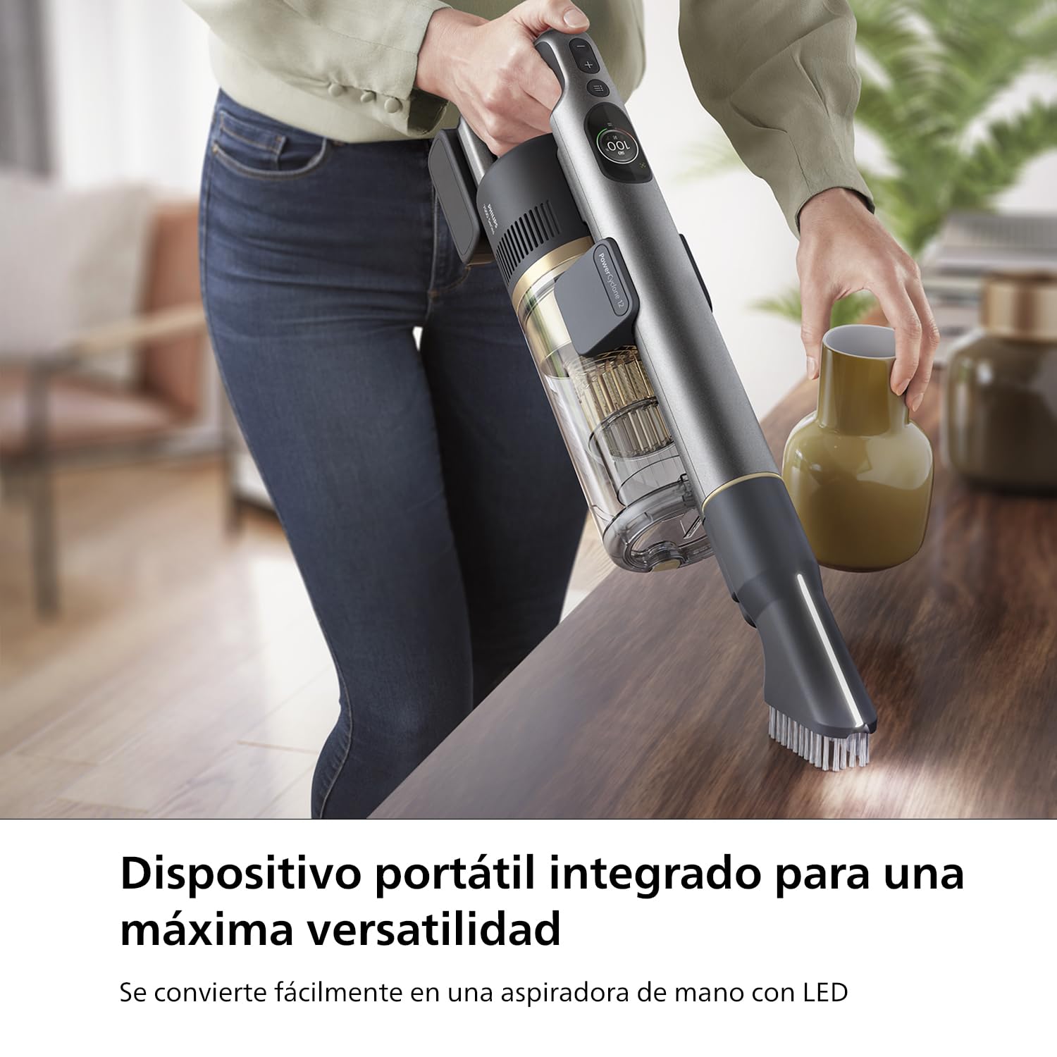 PHILIPS Aspiradora sin Cable Serie 7000 Aqua, Motor Digital, Tecnología PowerCyclone 12, con Luces LED, Módulo Aqua acoplable, hasta 80 min de autonomía, con 2 Accesorios, Azul (XC7053/01)