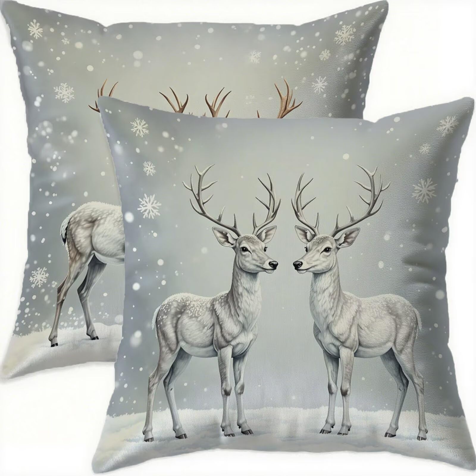 Housse de coussin Noël 65x65 en velours gris pour décoration de fête