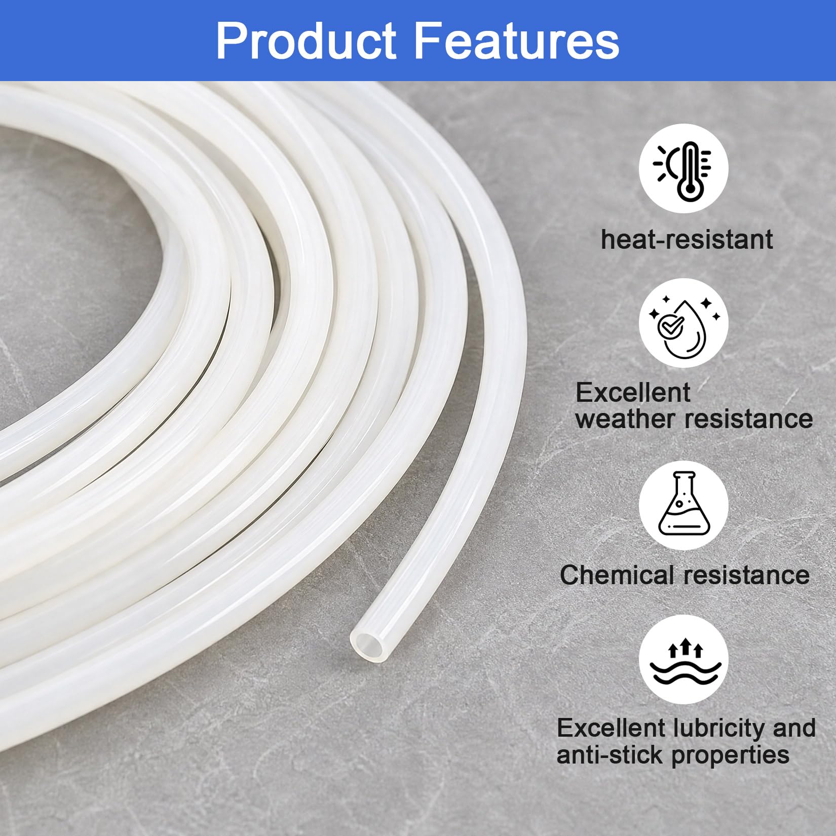 Przewód PTFE 1.75mm do Drukarki 3D, 10M 4x2.5mm Średnica Wewnętrzna Bowden | Rurka PTFE kompatybilna z filamentem 1,75 mm i modelami Creality K1/K1 Max/Ender 3 V3, Bambu Lab, Anycubic Kobra.