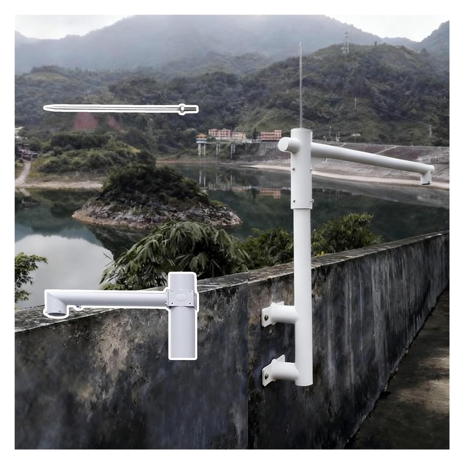 Genérico Soporte de Pared Ajustable de 360° para cámara de Seguridad - Poste Desmontable en Forma de L extralargo para CCTV para vigilancia Exterior - Soporte de monitoreo Blanco de 39,4/47,2/59,1 PU