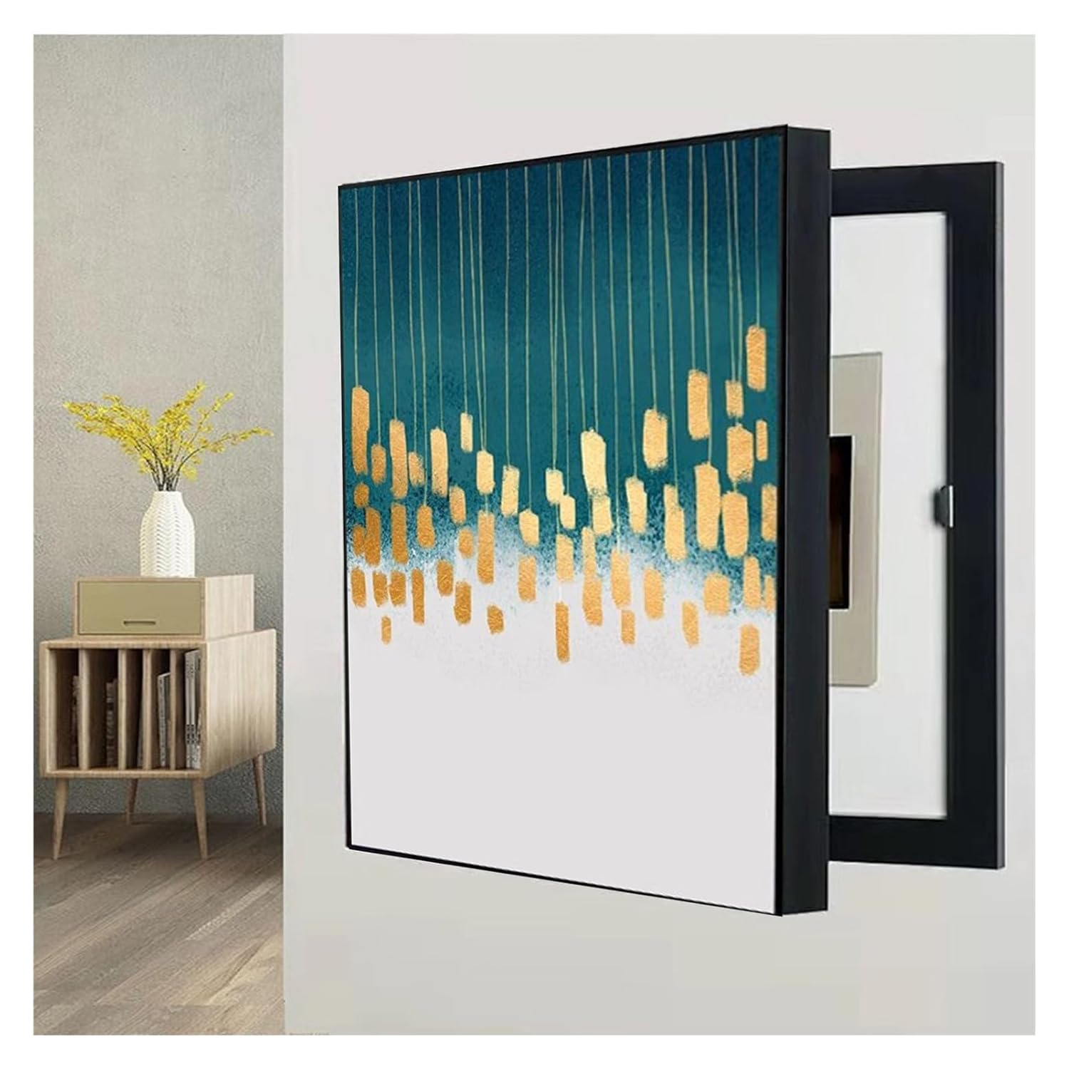 Fuse Box Cover Cabinet Breaker Box Cover Decorative Decoration Hide Paintings Electric Panel Cover Decorative Creative Switch Box Electric(B,35x45cm)