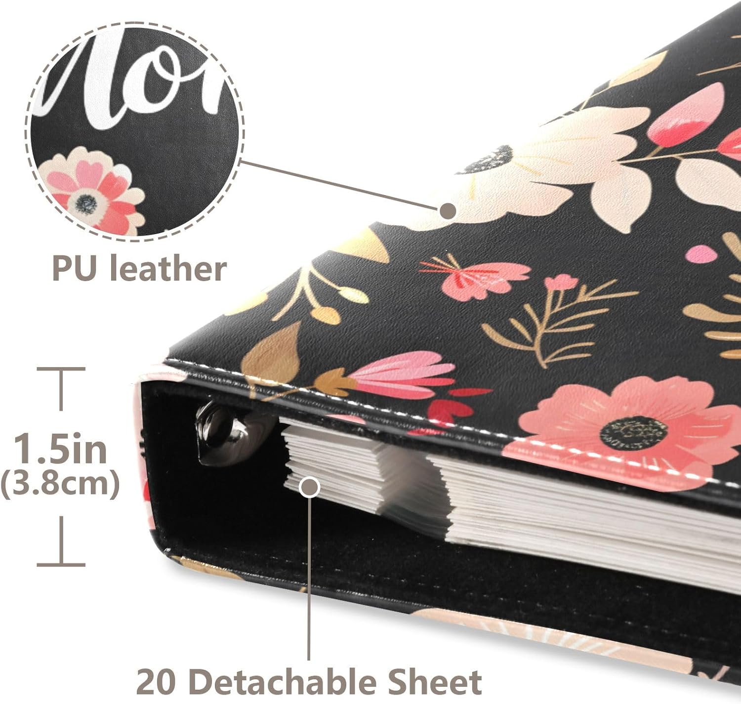 JIPONI Mother's Day Love Mom Large Photo Album, DIY Leather Cover Scrapbook Albums for 4x6 5x7 6x8 Pictures, Self Adhesive Memory Book for Wedding, Baby, Family