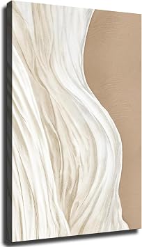 Neutral Abstract Canvas Painting, Beige and White Modern Wabi-sabi Style Poster, Art Print, Wall Art, Living Room Decoration Framed,1624 inch