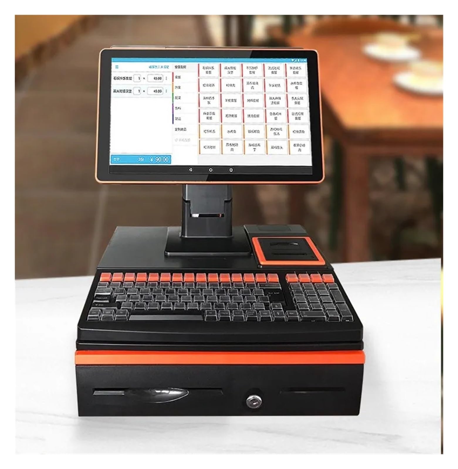 Caja registradora, Sistema POS de fábrica, Terminal táctil de Escritorio para restaurantes, supermercados, hoteles, Tiendas y Negocios (Negro J1800)