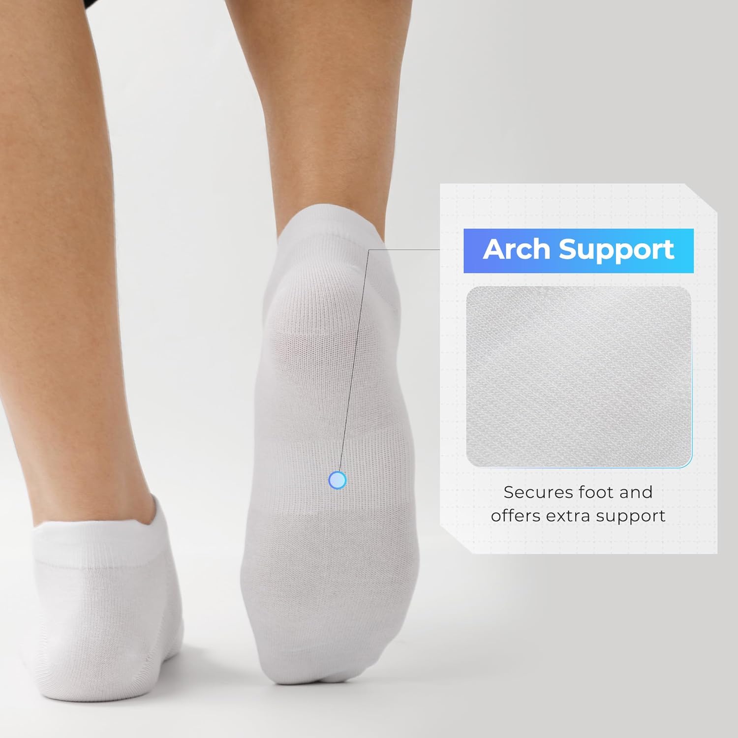 BAMBOO COOL Men's Ankle Socks Athletic Low Cut Heel Tab Cushioned Moisture Wicking, Running Arch Support Breathable, 8 Pack - Image 2