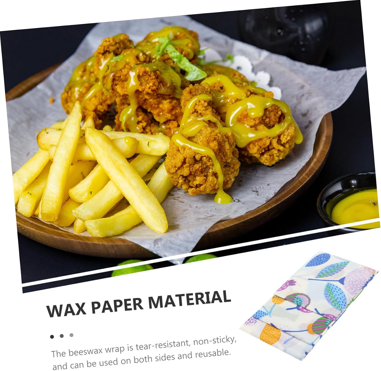 Reusable Beeswax Food Wrap Set 3pcs Cotton Wax Paper Purple image 2